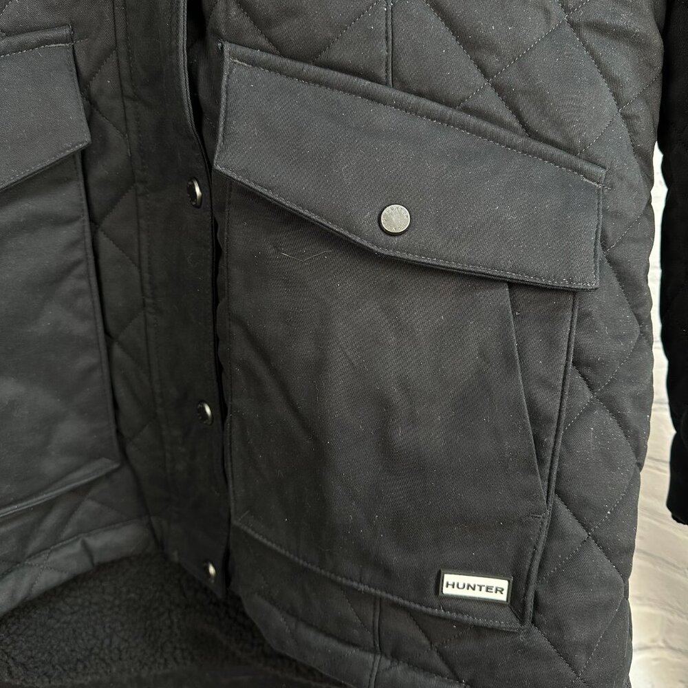 Hunter Women's Sherpa Lined Insulated Quilted Hooded Winter Field Jacket, Black - Picture 9 of 16